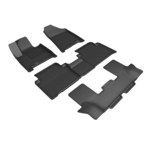 Hyundai Santa Fe Hybrid Floor Mats - Front + Rear + 3rd Row - 3D MAXpider - Kagu Series - Black - `24-`25 Hyundai Santa Fe Hybrid Floor Mats - Front + Rear + 3rd Row - 3D MAXpider - Kagu Series - Black - `24-`25